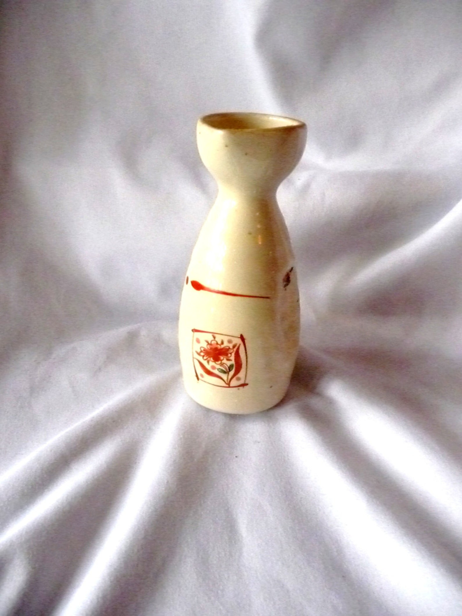 Vintage Asian Saki Decanter With Orange Flower Stoneware Etsy