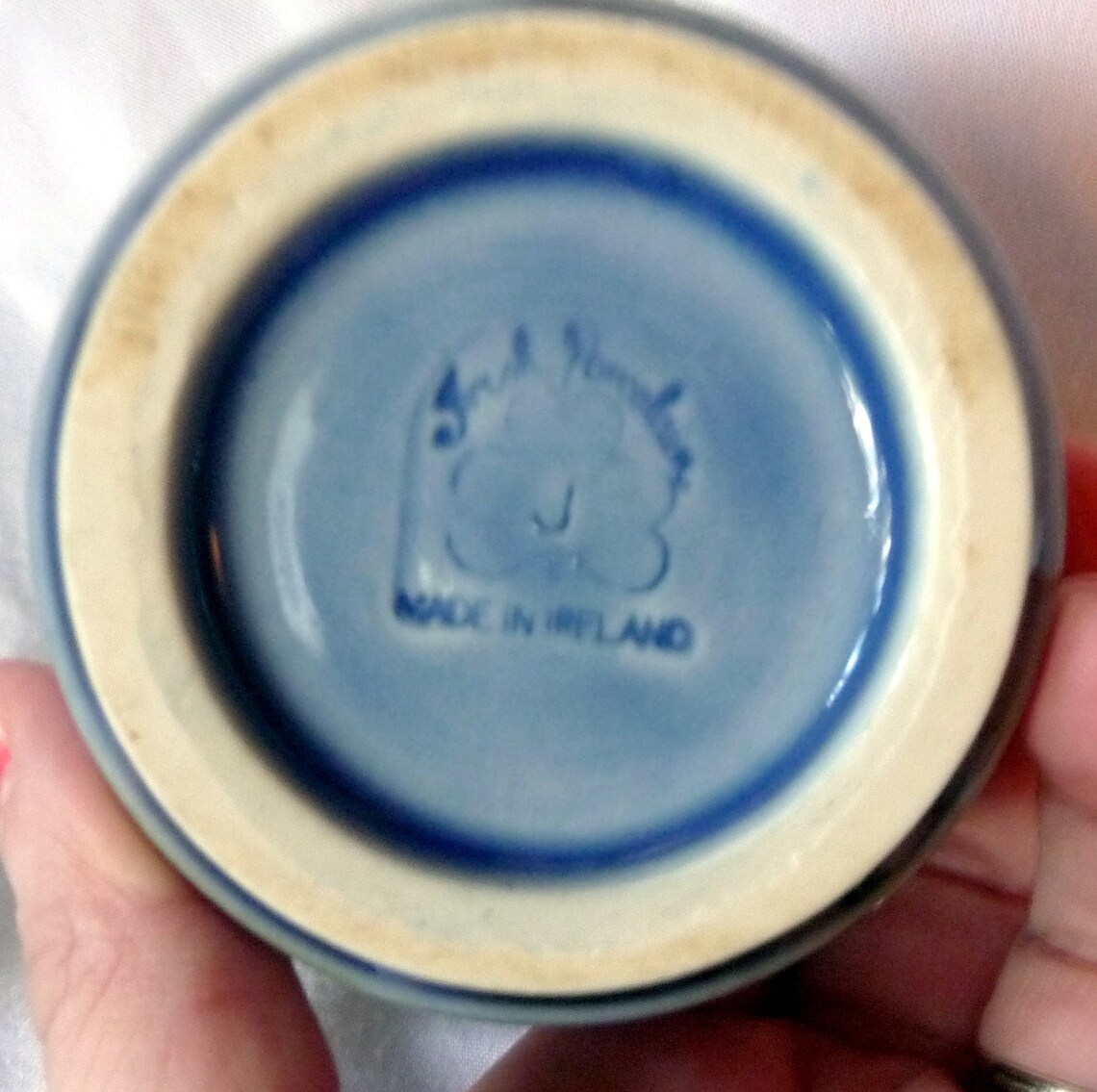 Vintage WADE Irish Porcelain Cup Blue Green Shamrock Design Etsy