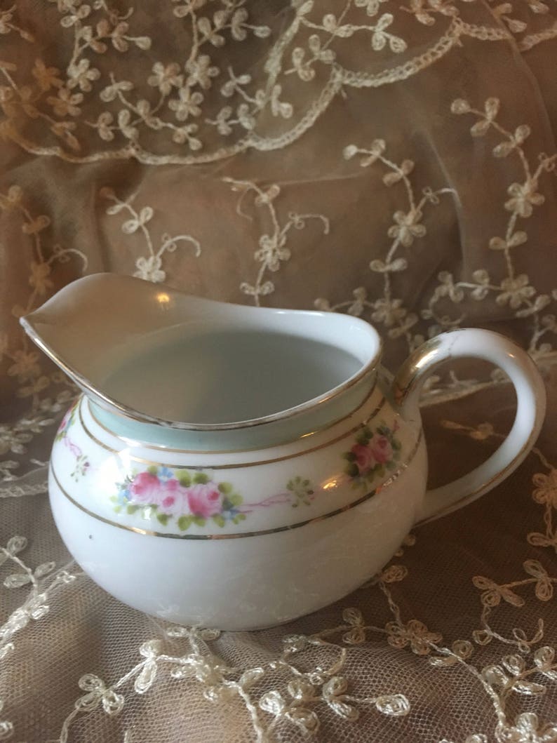 Vintage Japanese Creamer Pitcher Hand Painted Nippon Floral Etsy