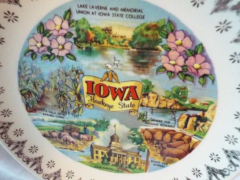 Vintage IOWA Souvenir Plate JAPAN