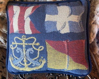 Vintage Maritime Tapestry Mini Pillow Sailing Flags Small Decorative Throw Nautical Flag