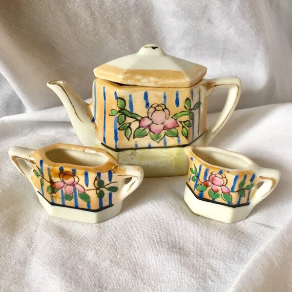 Vintage Japanese Teapot Miniature Lusterware Set