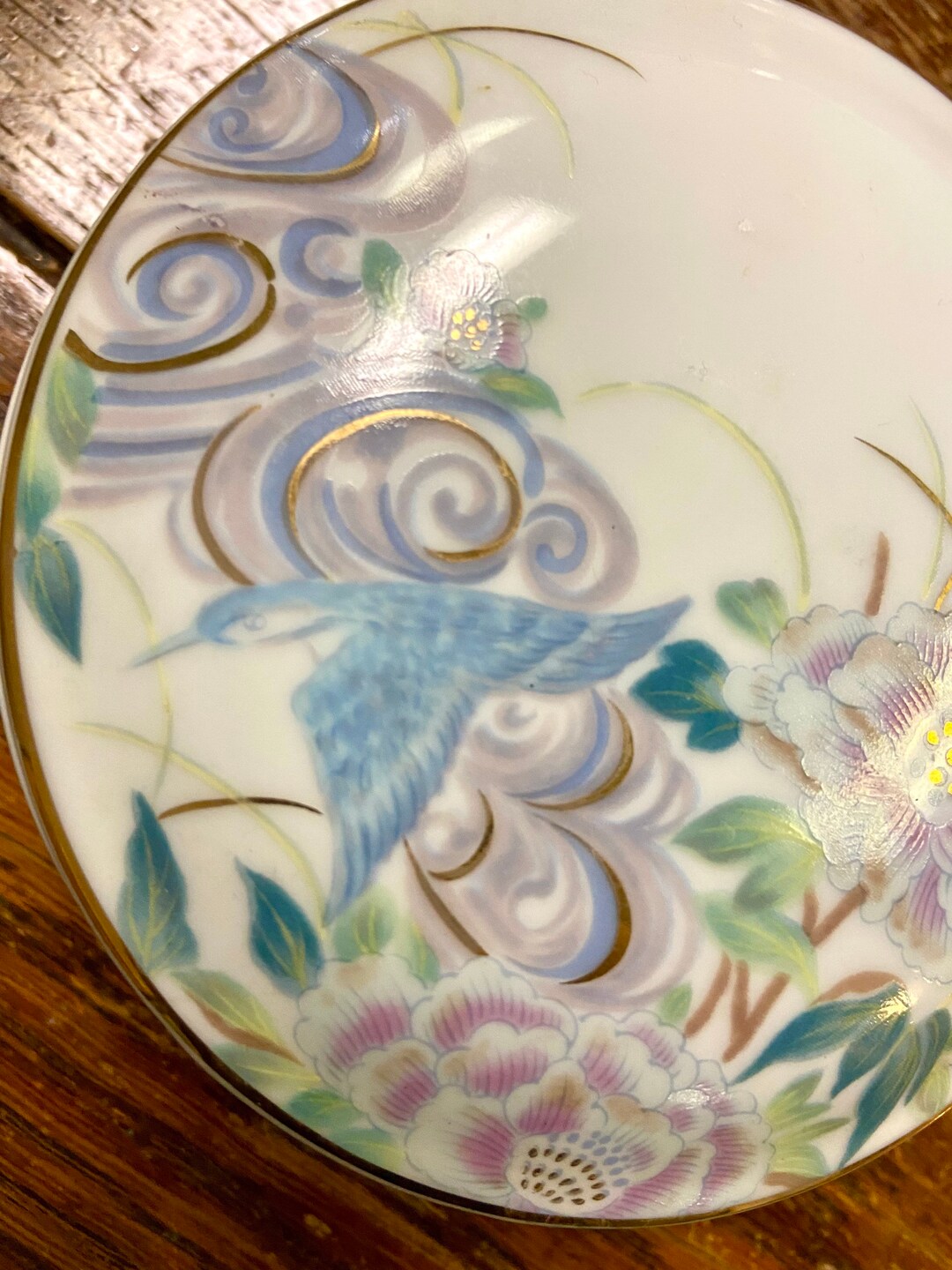 Vintage Asiatische Box Handbemalt Keramik Porzellan Schmuck Schmuck