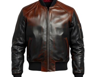Vegan Leather Bomber Jacket | Black Brown Aviator Style Outerwear