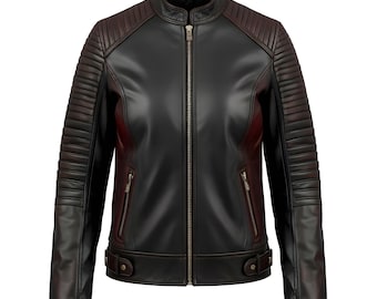 Women's Black Genuine Leather Moto Jacket | Slim Fit Tailored Outerwear
