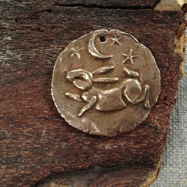Bronze Rabbit Coin Pendant