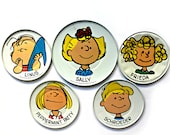 vintage tin litho Peanuts Characters dishes, United Feature Syndicate, Inc. 1950 39 s 1960 39 s, tin lithography, collectible toy dishes