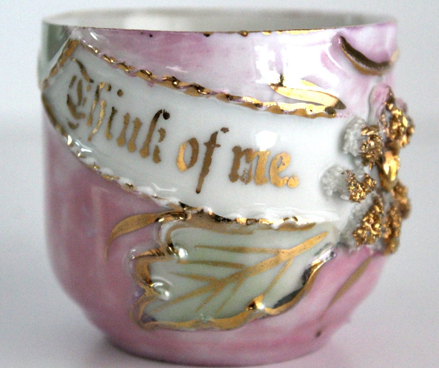 antique "Think of me" beautiful porcelain gilded cup from Germany