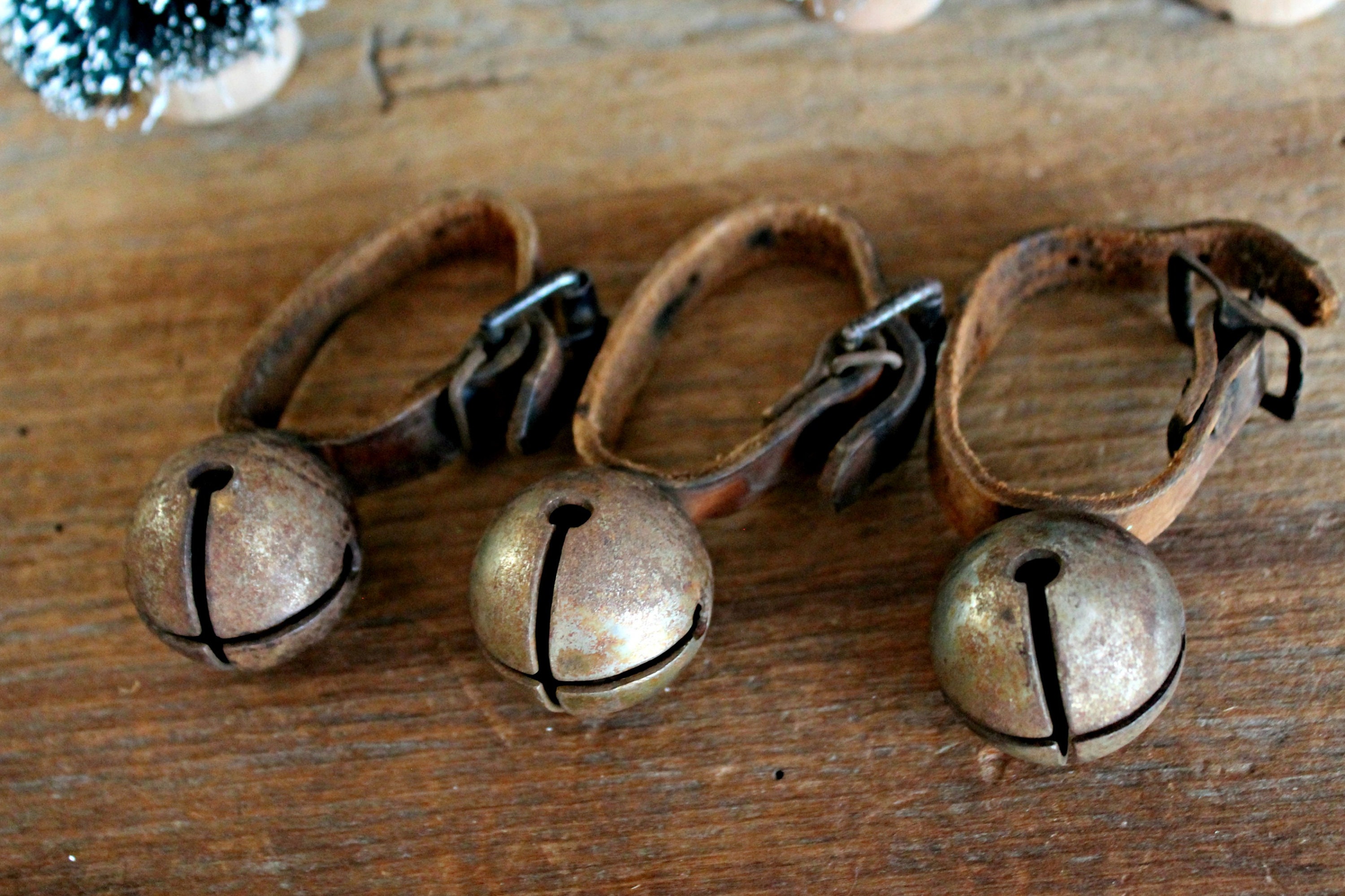 Antique horse sleigh bells on leather vintage Christmas Etsy