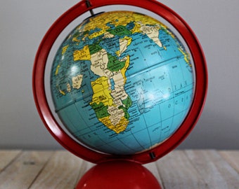 vintage tin world globe 6 inch REPLOGLE GLOBES