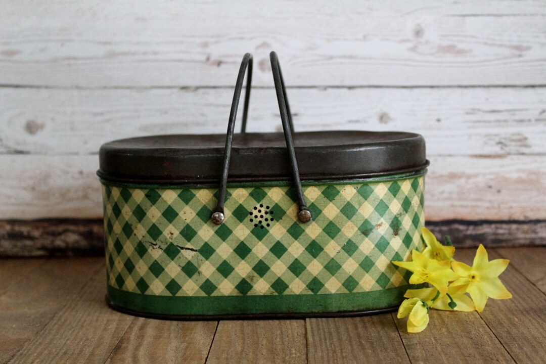 Vintage Tin Lunch Pail Vintage Tin Litho Cottage Decor Etsy