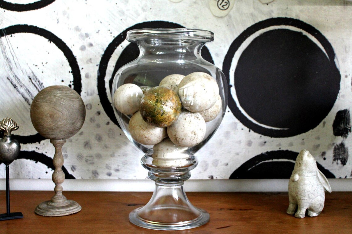 4 Vintage Reclaimed Stone Balls Limestone Water Filtration Etsy
