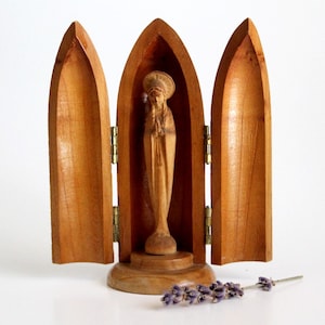 vintage ANRI religious bullet shrine Virgin Mary, made in Italy, Madonna, Holy Mother, altar shrine, triptych shrine, Catholic shrine