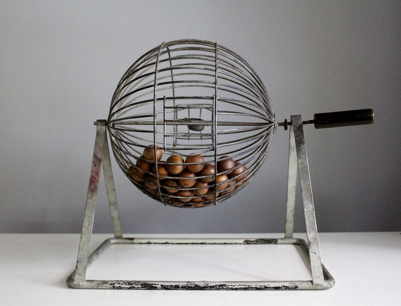 Vintage large metal bingo cage with wooden balls urban chic Etsy