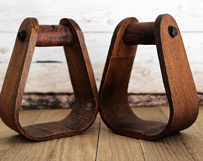 Vintage Wooden Stirrups, Horse Stirrups, Equestrian Decor, Rustic Decor