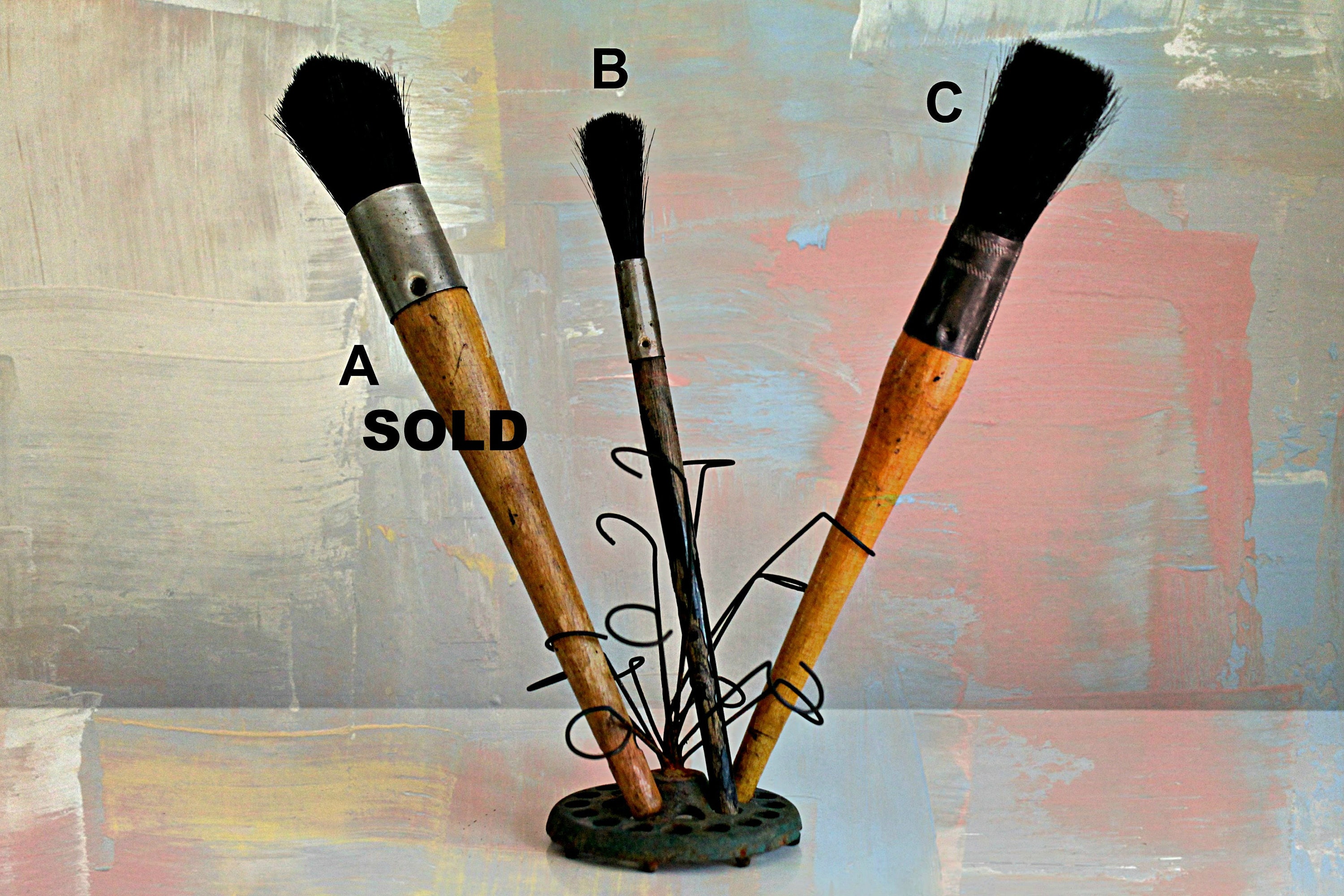 Antique round paint brushes with turned handles horse hair Etsy