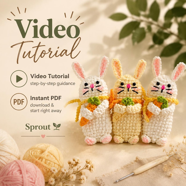 Crochet Bunny Amigurumi Pattern: Video Tutorial (PDF Download) - Etsy