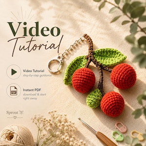 Lychee Crochet Pattern PDF with Video Tutorial, Amigurumi Fruit for Beginners