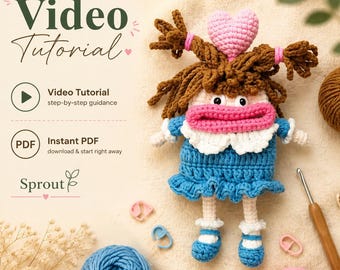 Patrón de ganchillo en PDF para estuche de llaves con forma de boca grande, con videotutorial. Bolso amigurumi para principiantes.