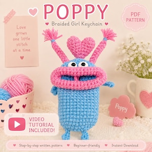 Big Mouth Key Cover Crochet Pattern PDF with Video Tutorial, Amigurumi Pattern for Beginners