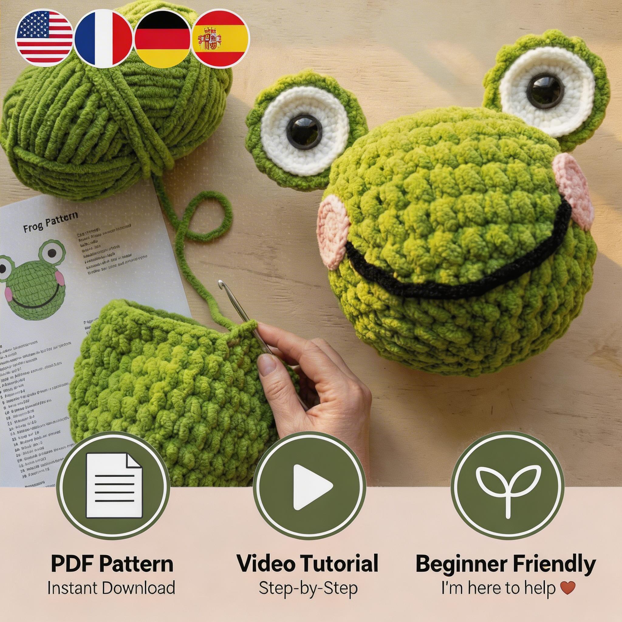 30 Frog Hat Crochet Patterns for Playful Animal Hats, Balaclavas, and Amigurumi Projects 22 Resizable Frog Hat Plush Pattern with Video Tutorial