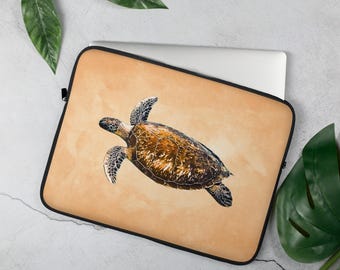 Funda para portátil con diseño de tortuga marina | Regalo para amantes del océano | Funda para portátil de buceador | 13 y 15 pulgadas