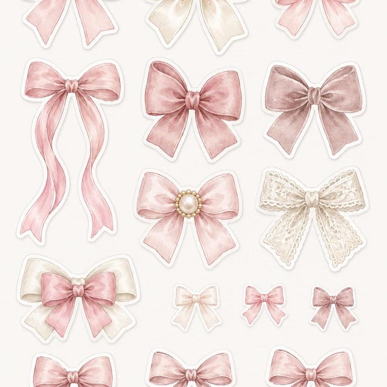 Printable Bow Sticker Sheet | Pink Coquette Stickers | Aesthetic ...