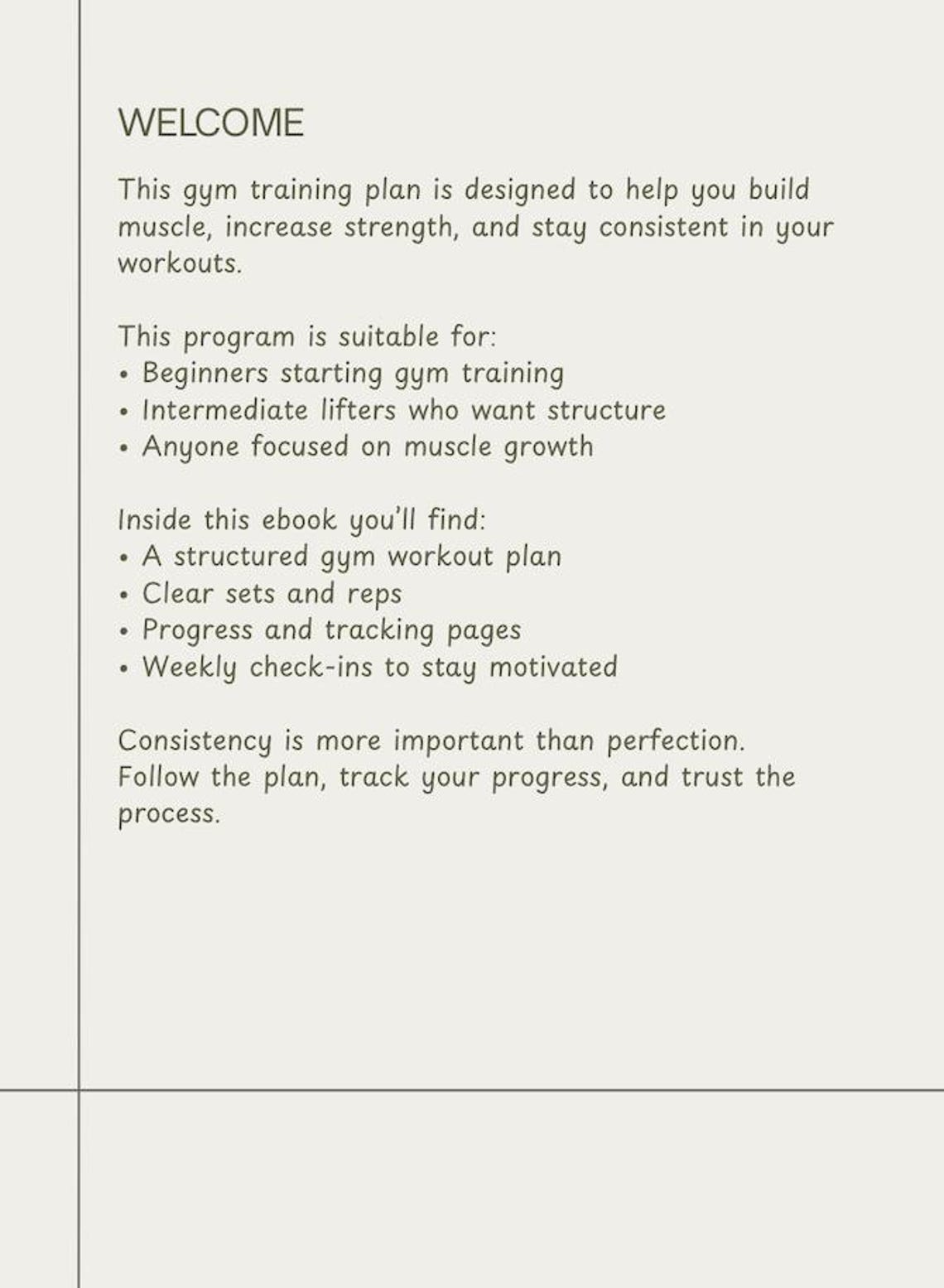 Gym Exercise Plan.pdf Gym Muscle Growth Workout Plan PDF | Beginner & Intermediate Training ...
