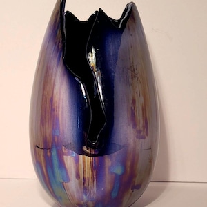 Stuart Rosenthal Art Pottery Vase, Iridescent Oil Slick Glaze, Contemporary Ceramic 2007
