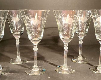 Vintage Set Reikes Crisa Hand Blown Wine Glasses Goblets
