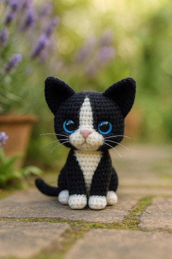 Tuxedo Cat Crochet Pattern: Amigurumi Kitten Plush Toy (PDF Download)