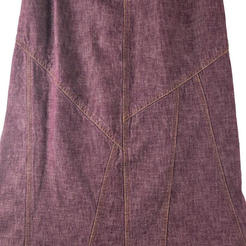 Sitwell Anthropologie Vintage Red Denim Skirt Maxi Prairie Size 2 image 6