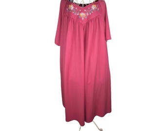 Only Necessities Vintage Maxi Kaftan Nightgown Bright Pink Floral Size 2xl
