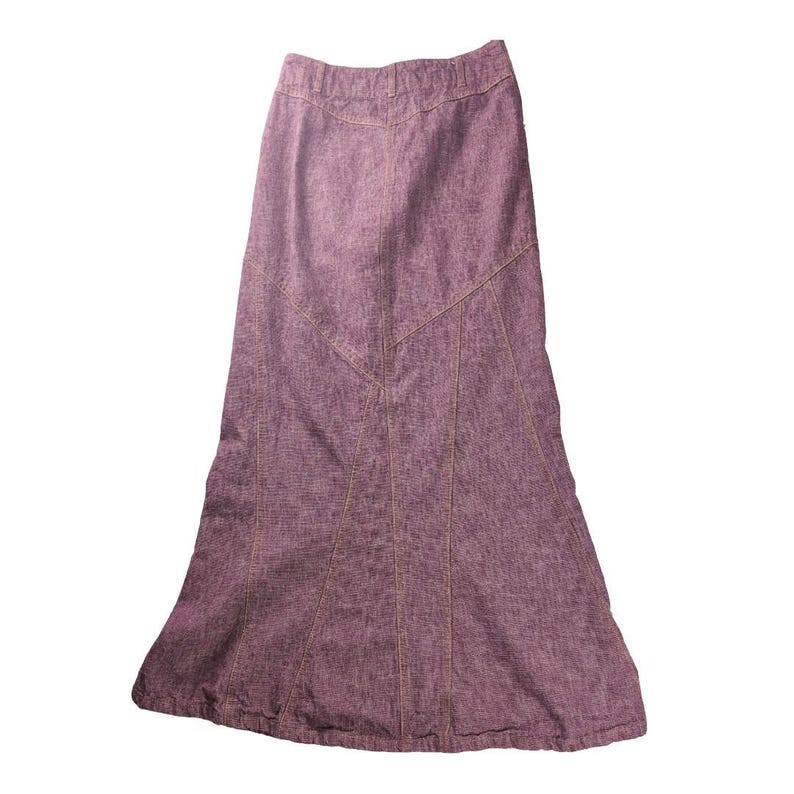 Sitwell Anthropologie Vintage Red Denim Skirt Maxi Prairie Size 2 image 3