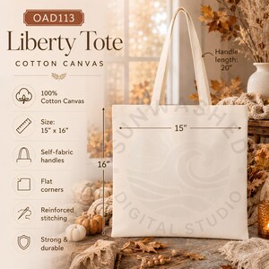 Liberty Canvas Tote Size Chart, Digital Fall Mockup JPG