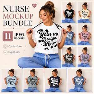 Comfort Color Bundle, Nurse Mockup Set | CC1717 Garment-Dyed Shirts | 11 High-Res JPEGs