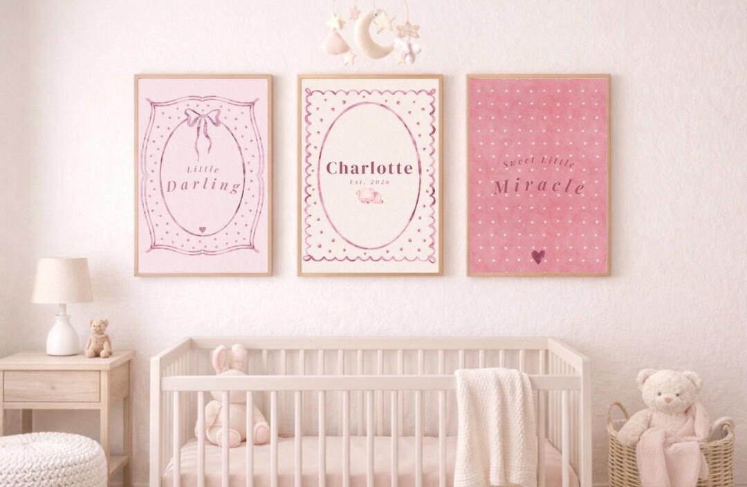 Personalized Nursery Print Set | Custom Baby Name Print | Girl Nursery ...