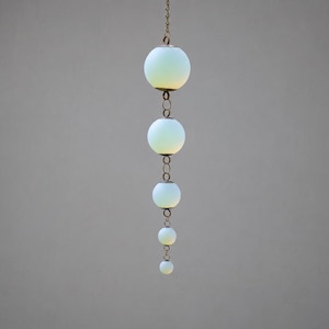 Inertia - Opalite Glass & Brass Mobile: Handmade Kinetic Sculpture
