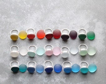 Rainbow Ring -Sterling Silver & Glass Gem, Rainbow, pride ring, cocktail ring, color pop ring, sterling silver statement ring, pride rainbow