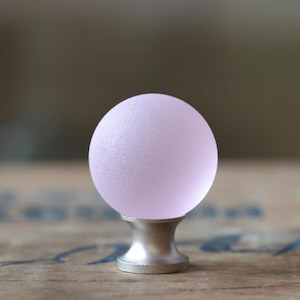 Pomello per cassetto in vetro di mare - Rosa