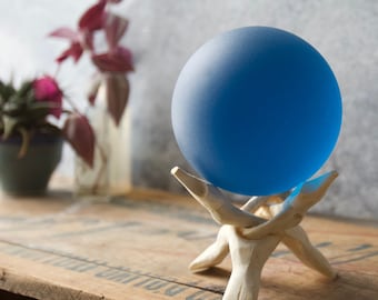Aqua - Super Jumbo Seaglass Ball w/ Driftwood or Geometric Metal Stand