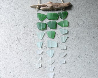 Sea Glass Mini Mobile -seaglass suncatcher, sun catcher, housewarming, boho wall hanging, sea glass art, Sea glass and driftwood mini mobile