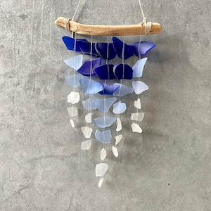 Sea Glass & Driftwood Mobile - Seafoam wall hanging, boho wall hanging, seaglass art, seaglass mobile, glass tapestry , sun catcher,