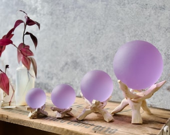 Purple - Glass Ball with Wooden or Geometric Metal Stand