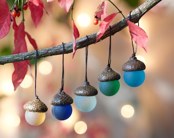 Bellotas de cristal - Parte superior con purpurina