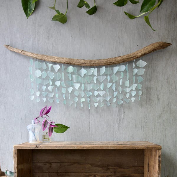 Sea Glass & Driftwood Mobile - Solid Seafoam Wave (01.17.26)