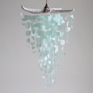 Sea Glass & Starfish Mobile - Seafoam / Sea glass mobile, seaglass windchime, sea glass chandelier, sea glass suncatcher, sea glass art