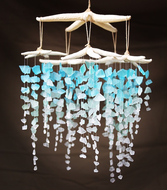 Sea Glass & Starfish Mobile Colossal Ombre Sea glass mobile, seaglass mobile, sea glass chandelier, seaglass windchime, sea glass art Sea Glass & Starfish Mobile Colossal Ombre Sea glass mobile, seaglass mobile, sea glass chandelier, seaglass windchime, sea glass art