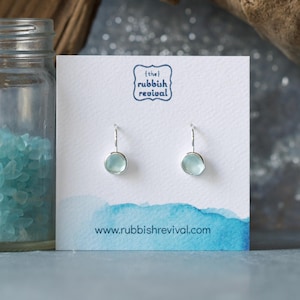 Sea Glass & Silver Petite Drop Earrings - Seafoam