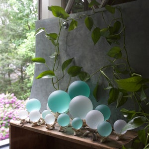 Seafoam Seaglass Ball With Driftwood Stand image 9